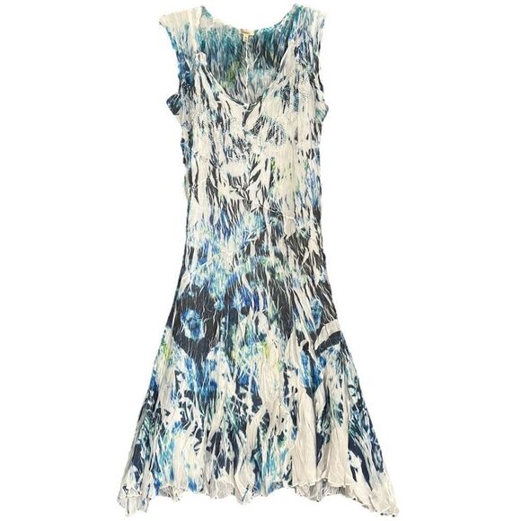 Reba Pleated Rhinestone Midi Dress Womens Large Sleeveless Sheer Fairy Goddess - Picture 12 of 12